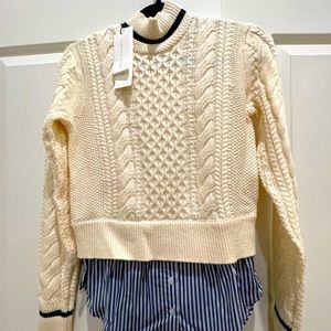 Veronica Beard Fritz mixed media sweater in Ivory
